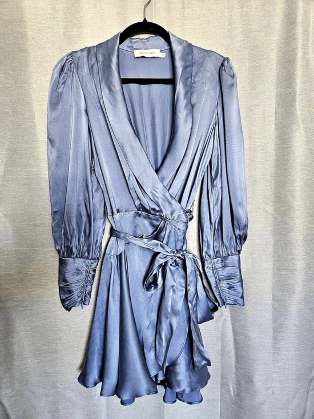 ZIMMERMANN (Size 0) Silk wrap mini dress - light blue US 4 Small - Picture 8 of 16